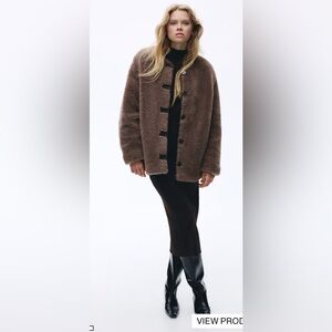 H and M Women's Teddy Coat in Brown - Casual Plush Jacket